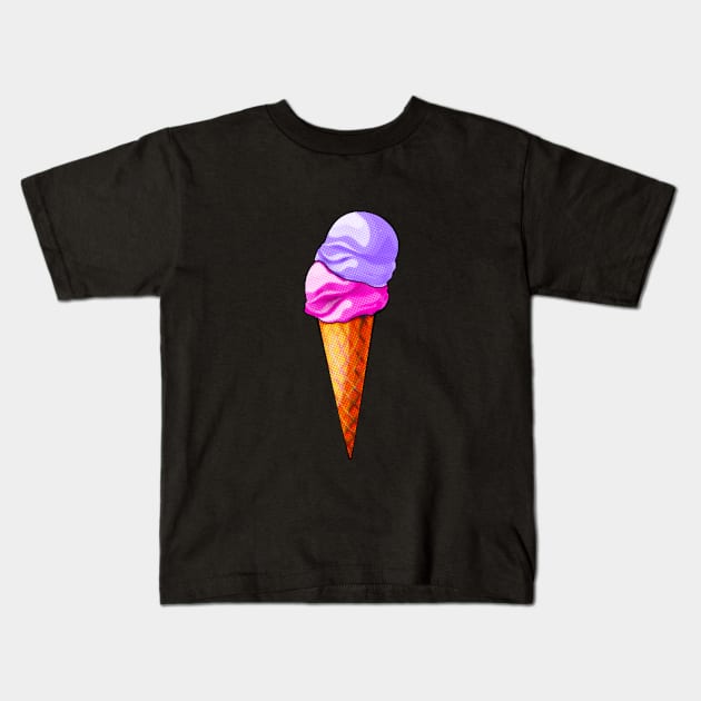 Pink And Purple Ice Cream Cone Kids T-Shirt by ROLLIE MC SCROLLIE